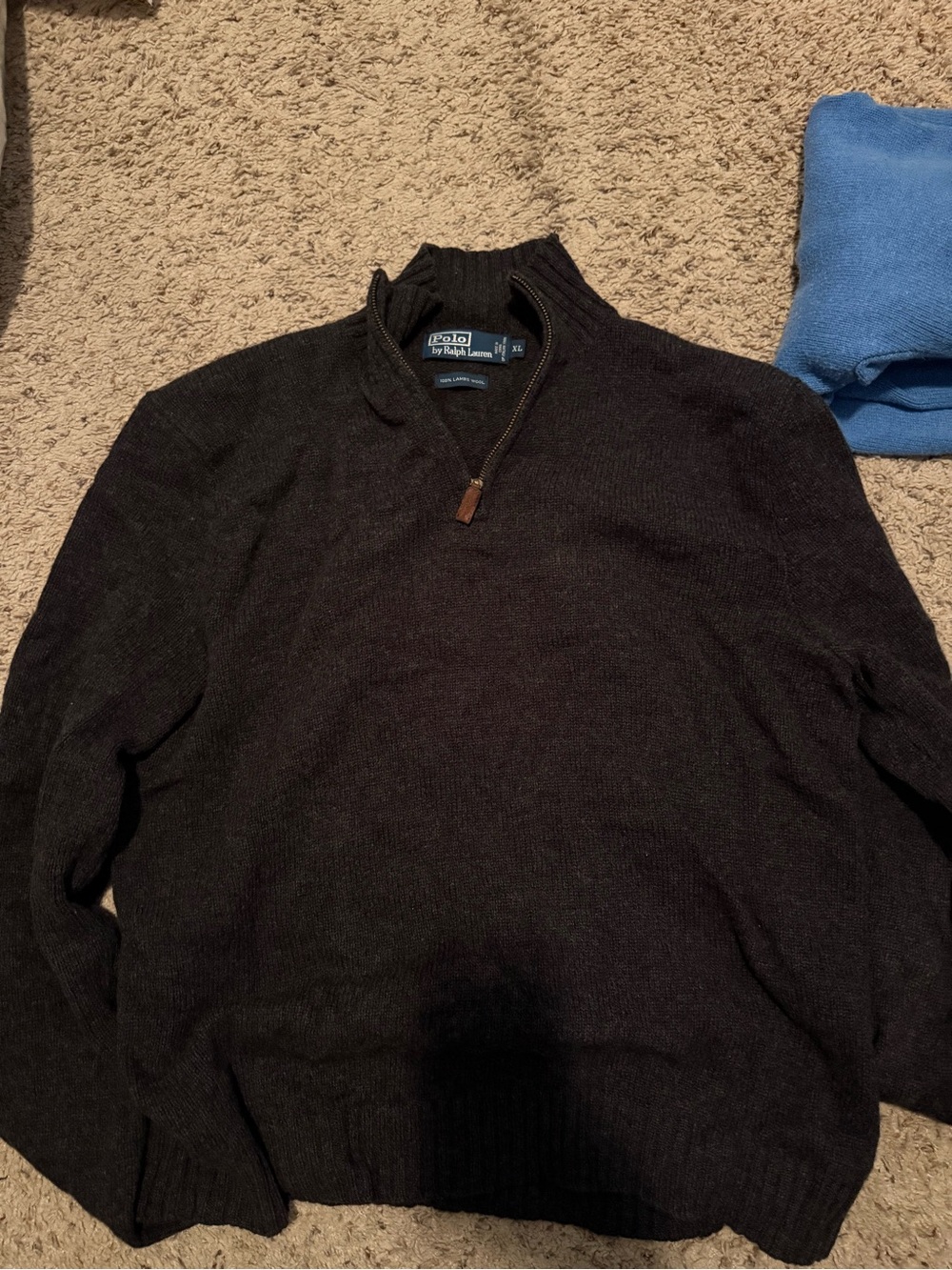 Polo by Ralph Lauren Men's Black Half-Zip Wool Sweater